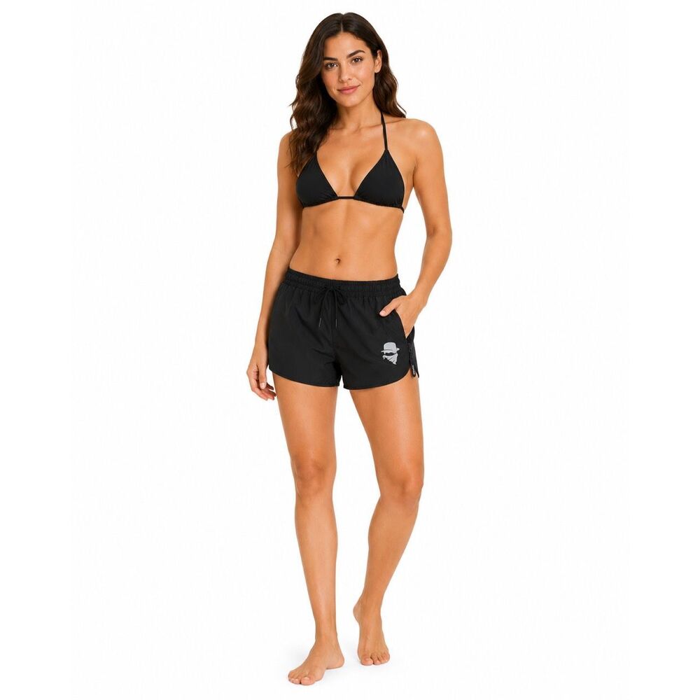 CULPRIT Women’s Black BAEthing Zip Side Swim Shorts Size Medium